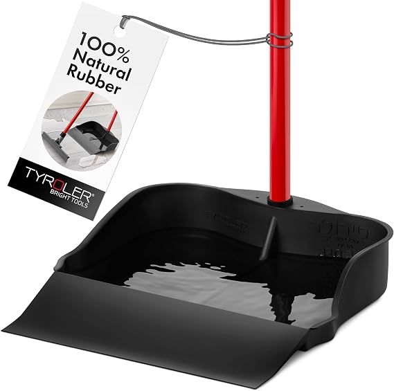 Tyroler Multi-Purpose Large 100% Rubber Dustpan for Dry & Wet Floor | New 105 cm Long Aluminum Anti-Rust Handle | Compatible with Any Size Broom and Squeegee | Floor Cleaning Indoor and Outdoor
