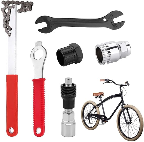 Bike Chain Removal Tool Kit, 6Pcs Bicycle Repair Tool Kit, Hub Cone Wrench