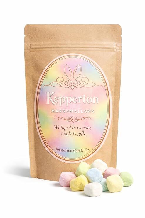 Bunny Fluff Clouds by Kepperton - Easter Marshmallow Candy Gift - Pastel Swirl Mix in Kraft Pouch - Artisan Small-Batch Spring Treat, Basket Filler & Party Favor