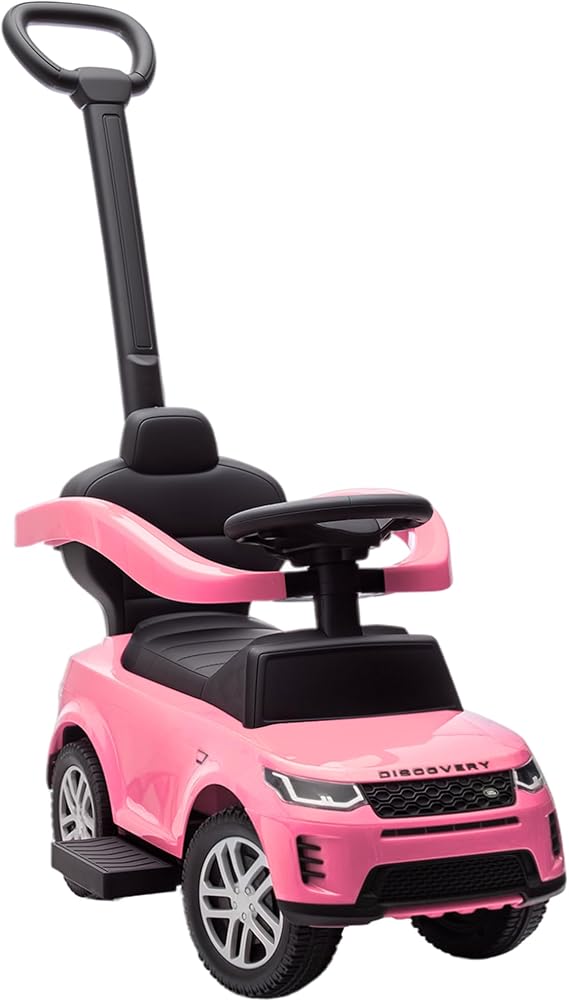 AIYAPLAY Land Rover Discovery Licensed Ride On Car 2-in-1 Push Car Pink | Removable Push Handle, Foot to Floor Slider with Storage, Protective Guardrail, Toddlers 18-36 Months