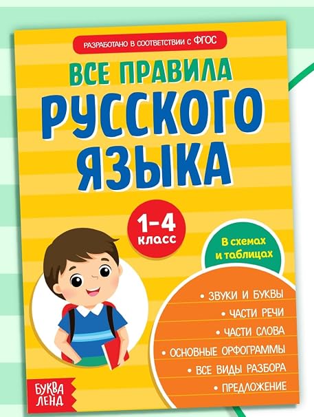 Russian Language Cheat Sheets - Elementary School Grammar Rules Educational Learning Guide