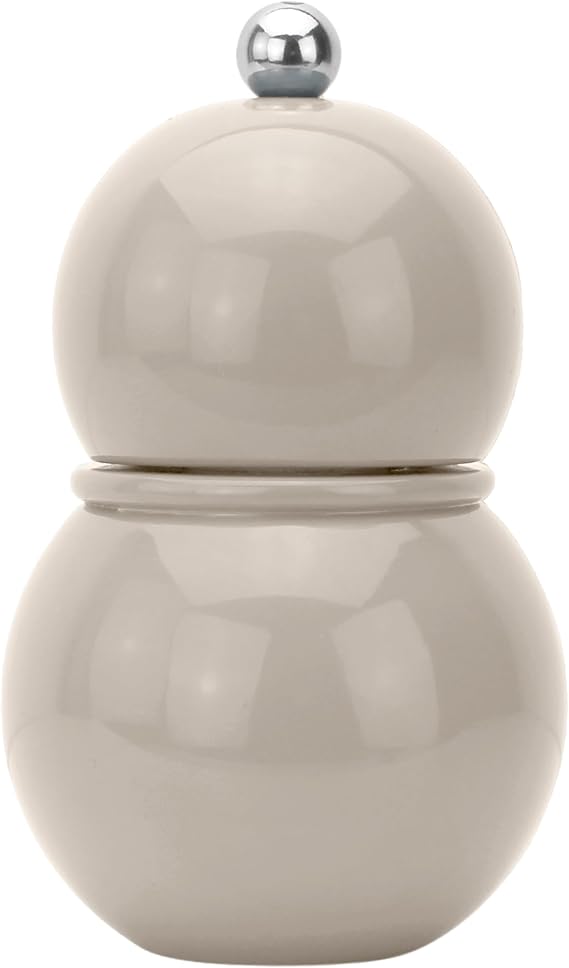 Addison Ross Chubbie Bobbin Salt or Pepper Mill – Easy Twist Ceramic Grinder – Sustainable Rubber Wood – Modern Design – Ideal Wedding or Housewarming Gift – Kitchen Accessories – Cappuccino – 12cm