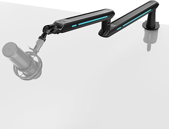 ARES WING Aluminum Low Profile Mic Arm with 4.4 lbs Load Capacity, Black | Adjustable Microphone Boom Arm with 3/8 to 5/8 Screw Adapter, Desk Mount Mic Stand for Gaming Streaming Podcasting