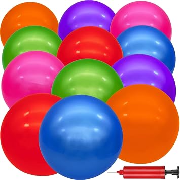 12 Pcs Playground Balls for Kids, 9 Inch Inflatable Bouncy Balls with Pump for Kickball, Dodgeballs, Indoor Outdoor Play Balls