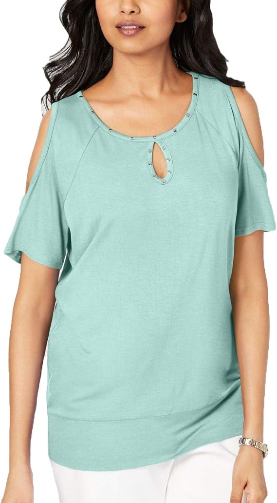 Plus Size Studded Cold-Shoulder Top