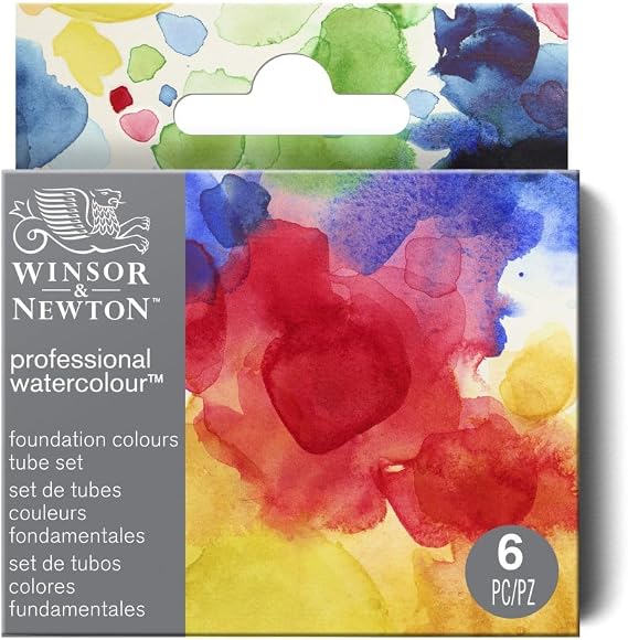 Winsor & Newton 190833 Professional Watercolour Paint Set - 6 Colours (5 ml) Including Winsor Yellow, Alizarine Crimson, Ultramarine, Hooker Green, Siena Natural, Paynes Grey - Professional
