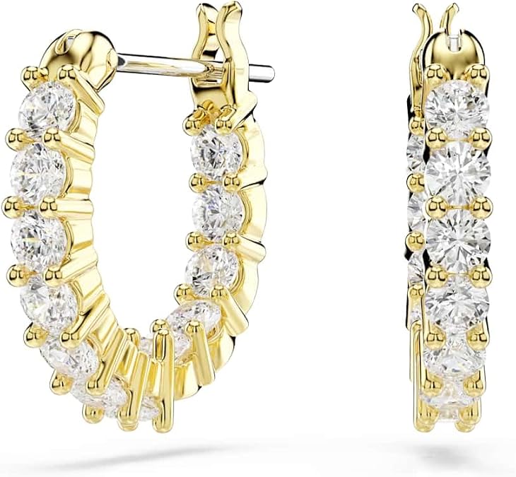 Swarovski Matrix Hoop Earrings, Clear Crystals, Rhodium Finish