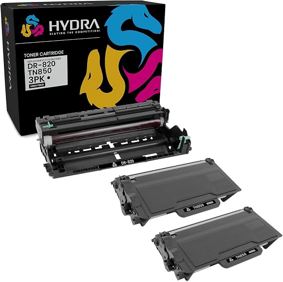 Hydra Compatible Toner & Drum Replacement for Brother TN850 & DR820 (3-Pk)