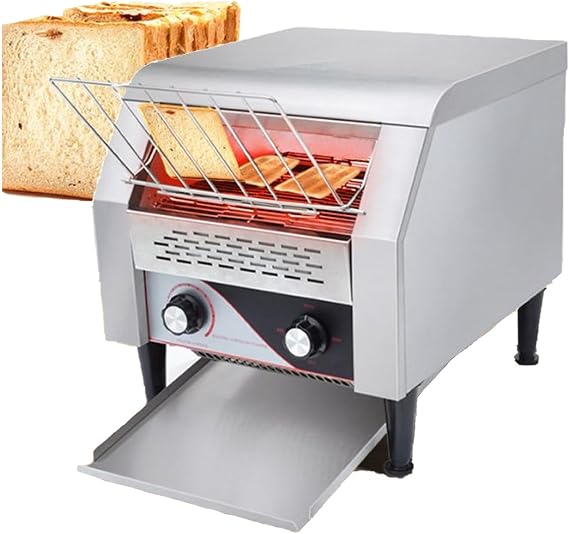Commercial Conveyor Toaster Electric Industrial Belt Toasters Heavy Duty Stainless Steel Tostadora Transportadora for Bun Bread Restaurant Buffet Catering,300Slices/Hour