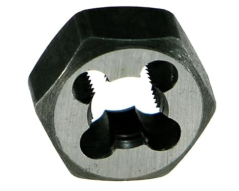 Drillco 3350E Series Carbon Steel Hexagon Rethreading Die, Uncoated (Bright) Finish, 1-1/4" Width, 5/8" 11 UNC