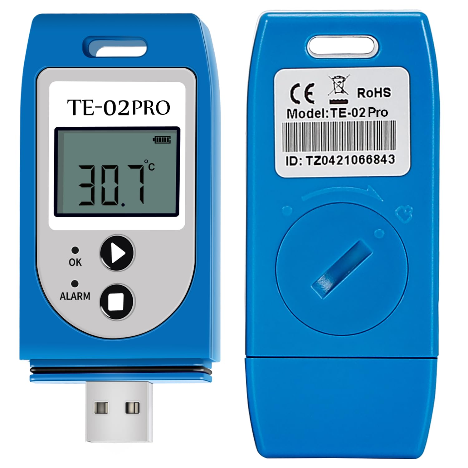 ThermElc TE-02 Pro Temperature Data Logger Auto PDF/CSV Report, Reusable, Compare Multi-Devices Data, Monitor Fridge Freezer with Calibration Certificate-Temperature Recorder Compliant 21CFR part 11