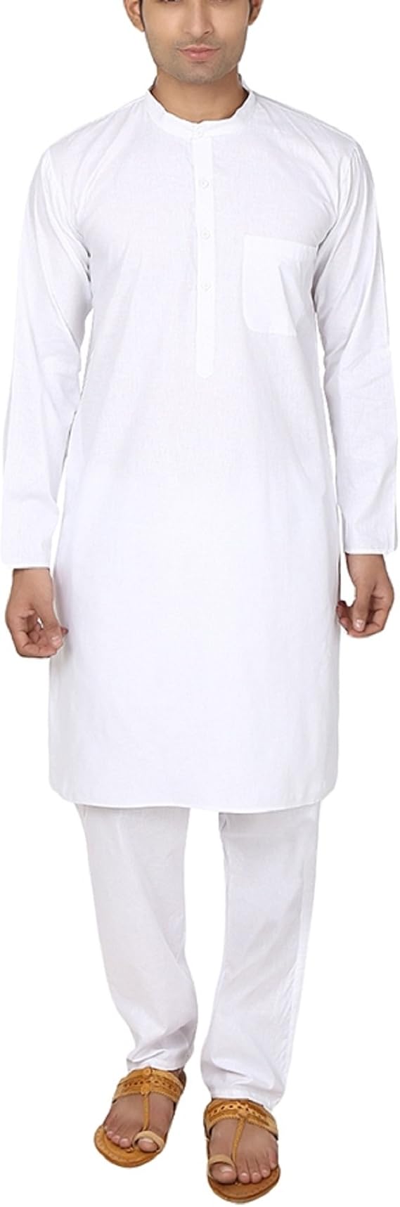 Royal Kurta Men's White 100% Pure Cotton Kurta Pyjama
