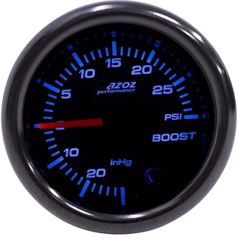 52mm 7 Color PSI Turbo Boost Pressure Gauge Meter w Smoke Tinted Face - Instrument Boost PSI Turbo Gauge Kit