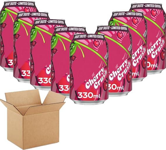 Drr Peper Cherry Crush Zero Sugar Limited Edition Drink Cans 330ml - Sparkling Low Calorie Cherry Flavour Soft Drink (8 x Cans)