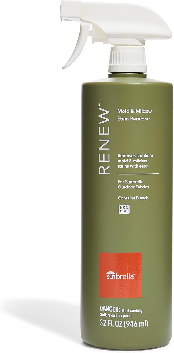 Sunbrella Renew Mold & Mildew Stain Remover | Outdoor Fabric | 32 Fl Oz | Easy-to-Use Cleaner for Upholstery, Patio Cushions, Umbrellas and Awnings; Removes Mold and Mildew Stains; Non-PFAS