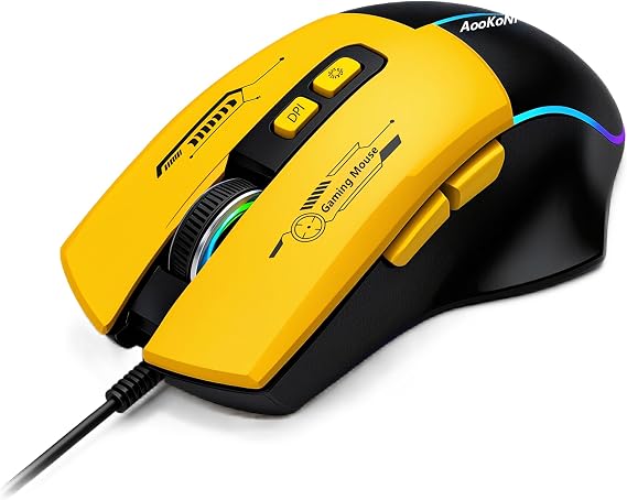 Gaming Mouse, Wired Gaming Mouse with RGB Backlit, 7200DPI Adjustable, PC Gaming Mice with 7 rogrammable Macro Buttonsg, Ergonomic Mouse Gamer for PC, Desktop, Mac,Laptop, Chromebook.