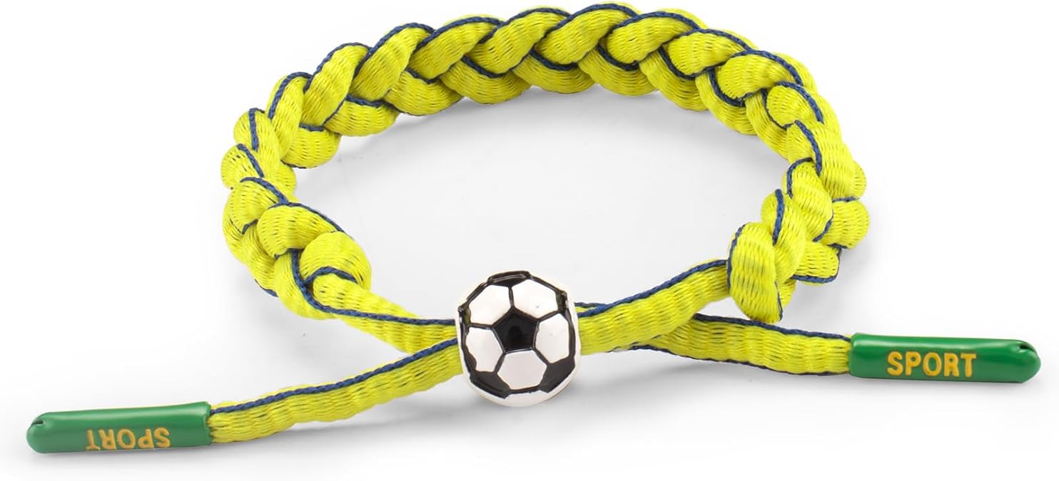 Threetols Soccer Braided Bracelet for Men Women National Team Colors Adjustable Handmade Sports Braideds