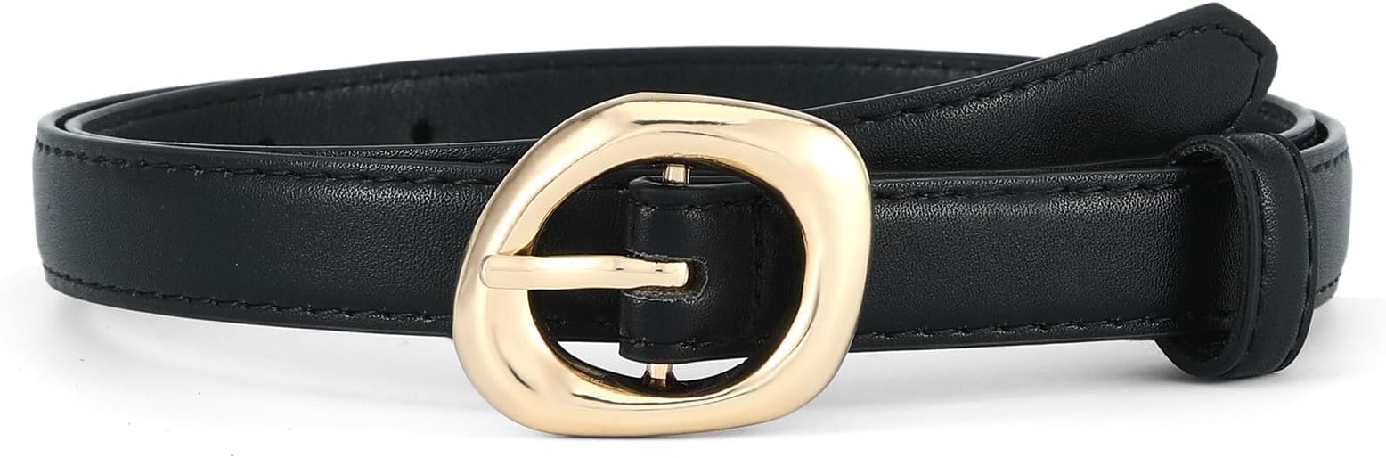 Thin Belt for Women Jeans Chic Gold Silver Buckle Skinny Waist Belts