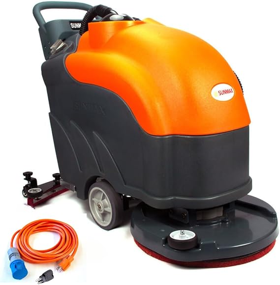 SUNMAX RT50AC 22" Electric Floor Scrubber Dryer Machine, 22 FEET Power Cord, 14.5-Gal Sewage Tank, 22" Brush/Pad Cleaning Width; 31" Squeegee Width