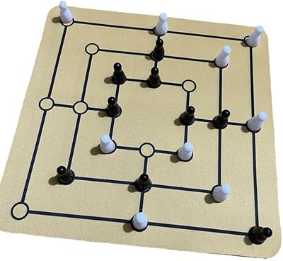 Chess Board Game Set Checkers Game Educational Strategy Portable Strategy Game Nine Mens Morris for Camping Picnics Party