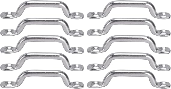 10 Pcs Top Strap Pad Eye Footman Loop, Tie Downs Anchor, Tie Down Strap, Stainless Steel, Suitable for Boat, Pontoon, Kayak, Buggy, Canoe Rigging, Fixing, 2 Inch