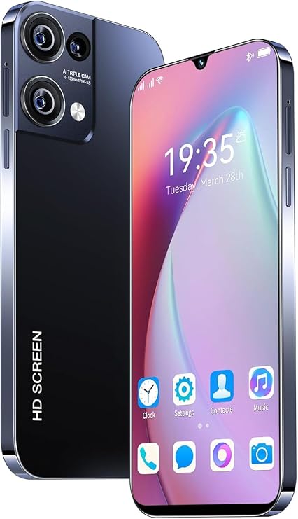 Unlocked Cell Phones Android, 2+16G Smartphone 6.3 Inch Phones Dual Sim, 3800mAh Mini Phone Smart Phone Smartphones Cellphone (Blue) (Black)
