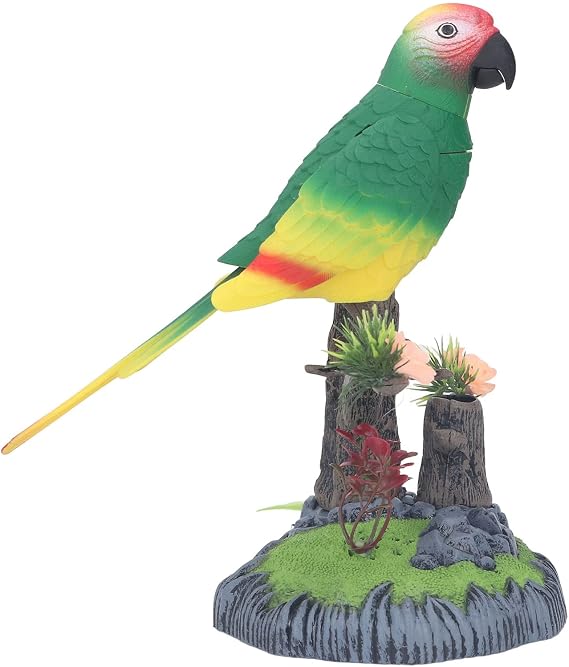 Interactive Parrot Toy, Voice-Controlled Chirping Singing Fluttering Simulation, Realistic Bird Companion for Adults Children Home Entertainment Educational Playtime Relaxation