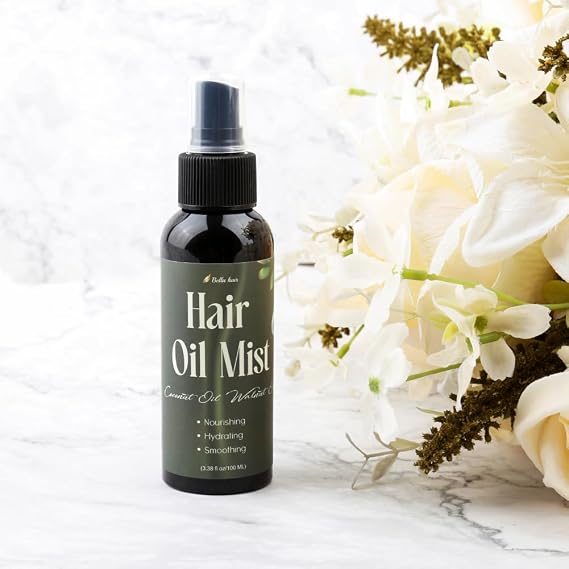 Bella Hair Hydrating Organic Hair Oil Mist | Nourishing Treatment for Luxurious Hair Shine & Smooth | All Hair Types Daily Use, 3.38 fl oz