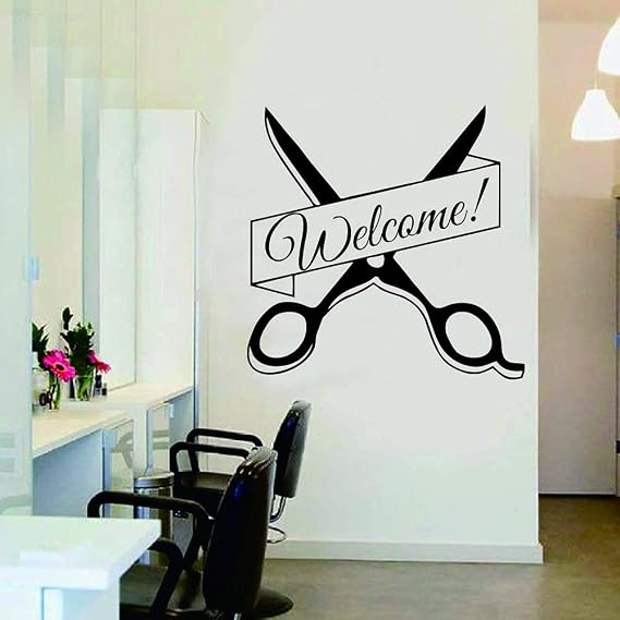 Hair Salon Wall Decal Hairdresser Scissors Barbershop Design Sticker | Barber, Barbershop Wall Decoration Stickers, Window Sticker Logo JWH111