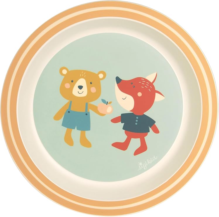 Sigikid Plate Fox & Bear rPET "4 Friends" Mint, One Size