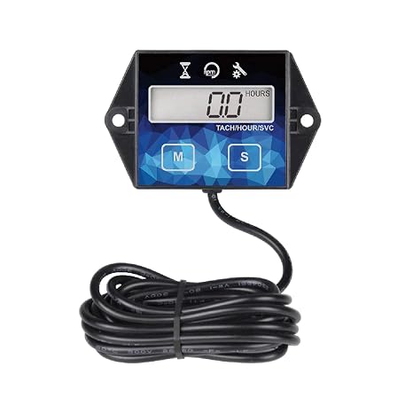 NInE-ROnG Digital Tachometer Hour Meter for Small Engine, Resettable RPM Gauge with Maintenance Reminder, Replaceable Battery, Waterproof IP65, Fits Riding Lawn Mower Tractor ATV Marine Outboard