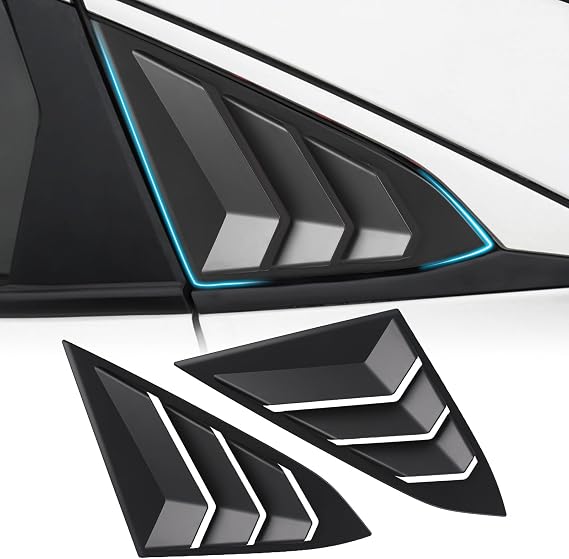 Rear Side Window Louvers for 10th Generation Civic Sedan Honda Civic 2016-2021 Exterior Accessories Air Vent Window Scoop Shade Blind Cover Matte Black