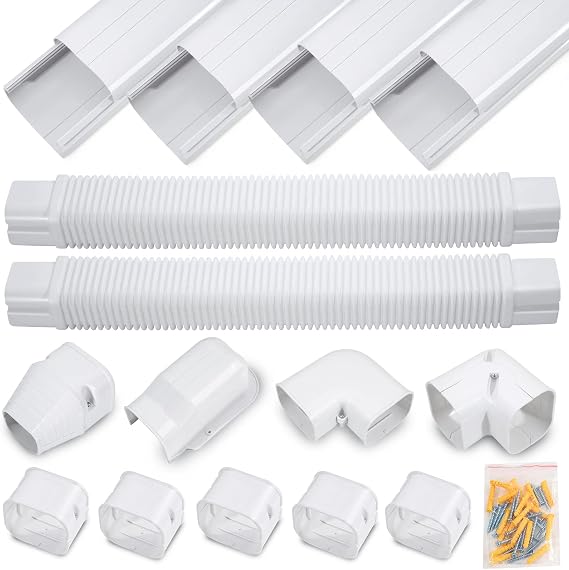 DWALE 3" 17Ft PVC Decorative Line Set Cover Kit, Mini Split line Set Cover,for Ductless Mini Split Air Conditioner and Central AC and Heat Pumps