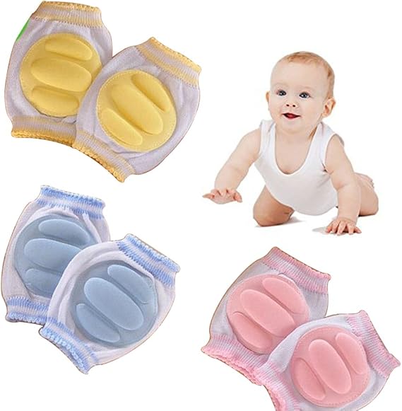 Breathable Adjustable Elastic Unisex Infant Toddler Baby Kneepads Knee Elbow Pads Crawling Safety Protector, Infants, Boys, Girls, Kids, 3 Pairs, Random Color