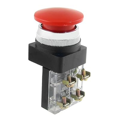 uxcell a12042700ux0294 AC 600V 6A 38 mm 1.5 Red Sign Momentary Mushroom Push Button Switch 1 No 1 NC