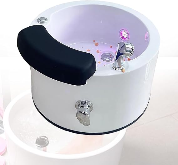 Acrylic Pedicure Sink Heated Foot Spa Massaging Foot Bath Foot Tub Round Footbath Deep Foot Bath Spa with Massage Heated Foot Spa Hot and Cold Adjustment