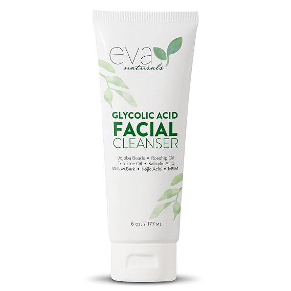 Eva Naturals Glycolic & Salicylic Acid Cleanser, Tea Tree, 6 fl oz | Exfoliating face wash, vitamin e, acne, blackheads, dark spots, wrinkles, smooth clear skin