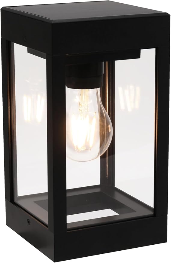 TECHKO Outdoor Solar Wall Light, Edison LED Bulb, Aluminum Metal Black, Modern Minimal Design Light Fixture, Waterproof IP65, Lights for Outdoor Landscape, Yard, Exterior Lighting