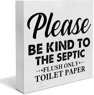 Country Only Flush Toilet Paper Wood Box Sign Decor Desk Sign Be Kind to the Septic Wooden Box Block Sign Rustic Home Bathroom Shelf Wall Decoration