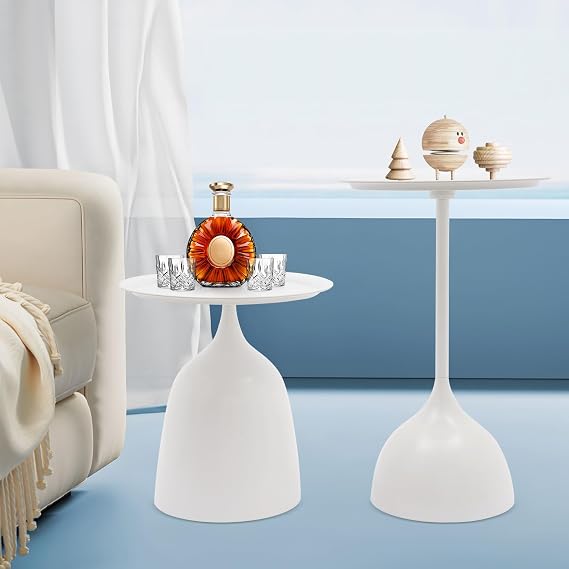 Xuthusman Modern Nesting Tables, Round Coffee Side Table Set of 2, Corner End Table Set for Living Room Balcony Bedroom Home, White
