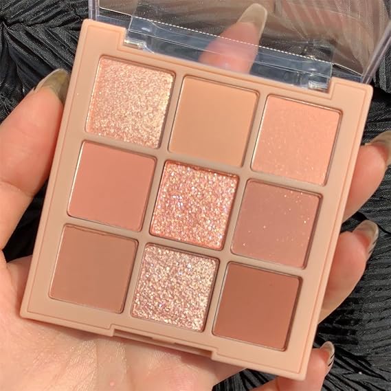 9-Color Nude Gold Eyeshadow Palette - Highly Pigmented, Matte & Shimmer Finishes, Long-Lasting Waterproof for Women (Lingering Light)