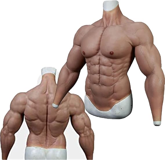 Fake Musles Costume - Silicone Fake Chest Muscle Vest - Male Chest Silicone Muscle Suit Adult Cosplay Masquerade Costume for Men,Natural