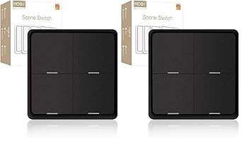 MOES Wireless Smart Scene Switch Button, Require MOES HUB, Zigbee Connection Tuya Battery Powered Included 12 Scene Controller for Smart Home Automation 4 Gang Black