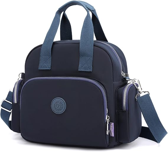 Women Backpack Fashion Shoulder Bag Multifunctional Daypack with USB Charging Port Handbag Nylon Crossbody Bag for Work Travel Dating Navy Blue