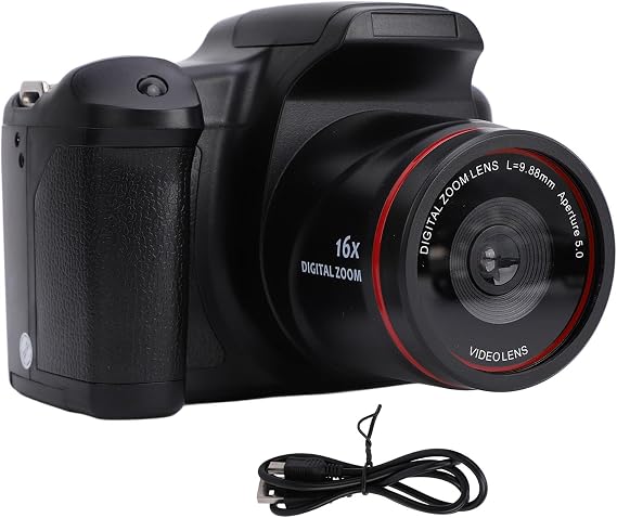 Digital Camera, 1080P 16MP 16X Zoom Digital Camcorder with 2.4" TFT LCD Screen, Built-in Flash, Retro Micro SLR Digital Camera for Travel Vlog