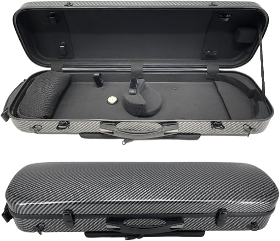 4/4 Full Size Carbon Fiber Composite Professional Rectangular Shape Lightweight Violin,Hard Case with Music Sheet Bag Backpack-Style Shoulder Straps Hygrometer (Black) (Black)