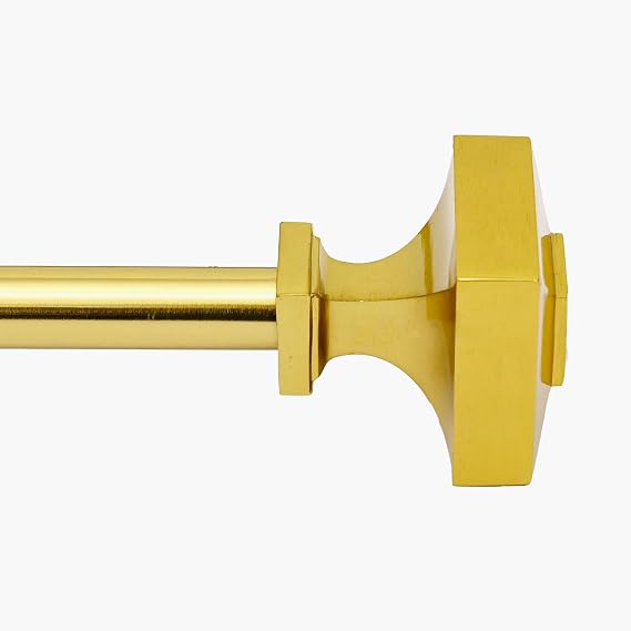 DECO WINDOW Curtain Rods for Windows 18 44 Inch, 3/4 Inch Heavy Duty Extendable Metal Drapery Rod, Adjustable Curtain Rod with Decorative Square Finials for Living Room Bedroom,Gold