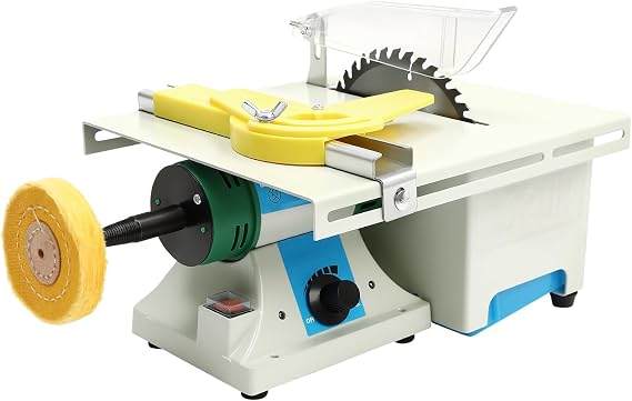 Lapidary Saw Machine for Jewelry & Rock Cutting, 5-in-1 Mini Table Rock Saw w/Adjustable Speed 110V 750W Lapidary Equipment w/Grinding & Drilling Accessories for Gem Stones Jade Wood Beeswax