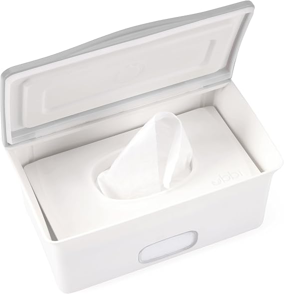 Ubbi Baby Wipes Dispenser, Baby Wipes Case, Baby Wipes Holder With Weighted Plate, Keeps Wipes Fresh And Non-Slip Rubber Feet, Gray | Rubber Seal Keeps Wipes Fresh, Non-Skid Feet, Holds Standard Pack of Wipes, Baby Changing Station Essential