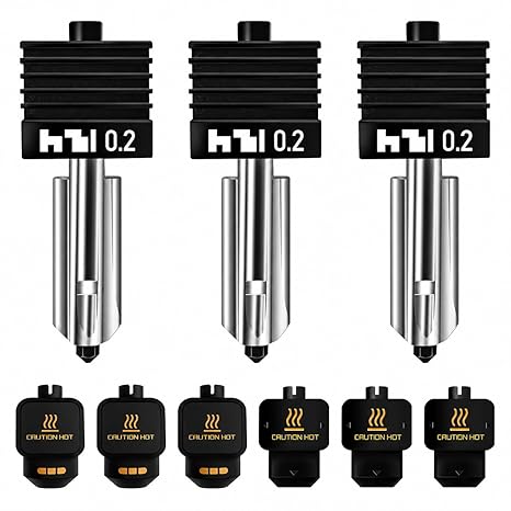 3PCS 0.2mm Hotend Compatible with Bambu Lab X2D/P2S/H2S/H2D/A1/A1 Mini – Quick Swap Extruder Print Head with 3 Silicone Cover Socks